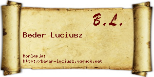 Beder Luciusz névjegykártya